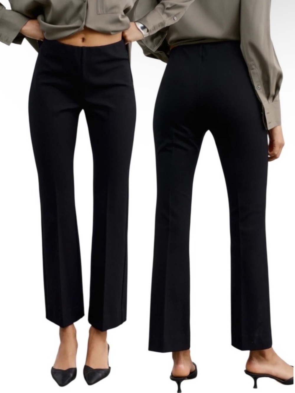 AYR The Brava Black Mini Kick Flare Pants Italian Ponte Knit XS S
